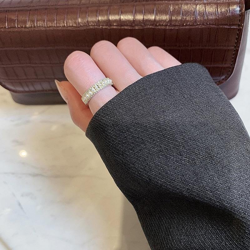 Pearl-Embellished Adjustable Gold-Plated Ring