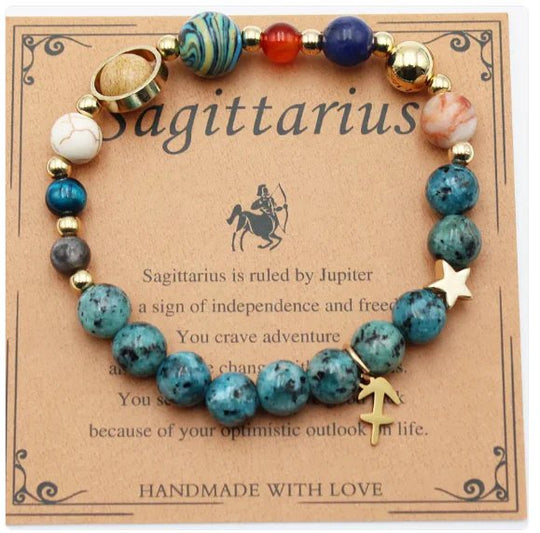 Natural Stone Zodiac Symbol Bracelet