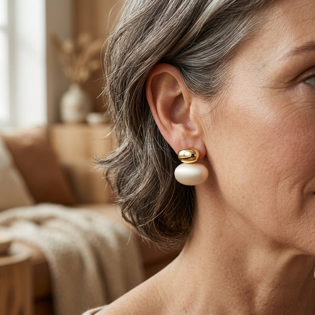 Polished Pearl Drop Statement Earrings