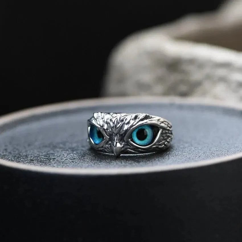 Sterling Silver Owl Eyes Statement Ring