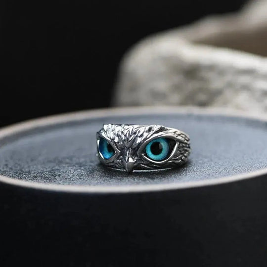 Sterling Silver Owl Eyes Statement Ring