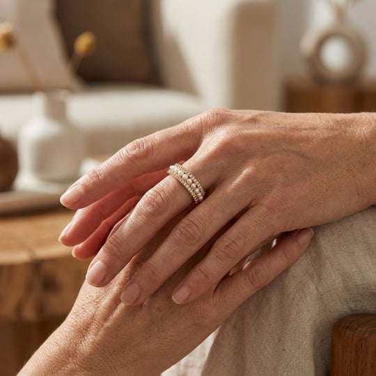 Pearl-Embellished Adjustable Gold-Plated Ring