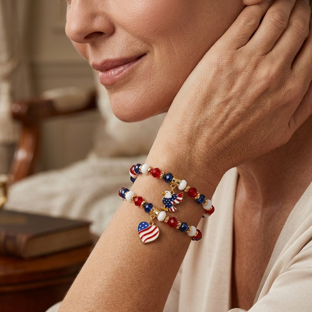 Gold-Plated Patriotic Charm Bracelet
