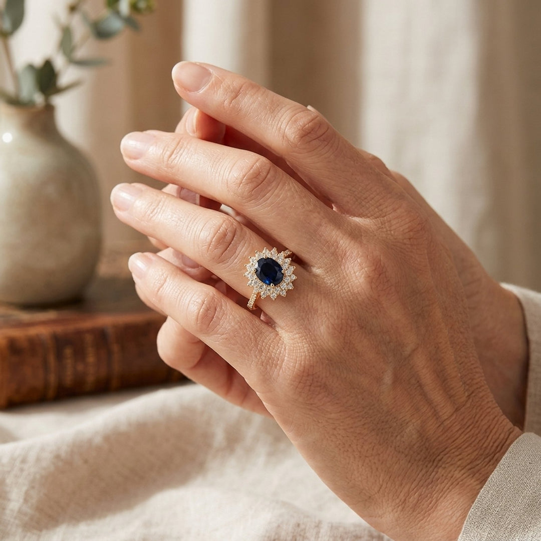 Halo Sapphire Engagement Ring
