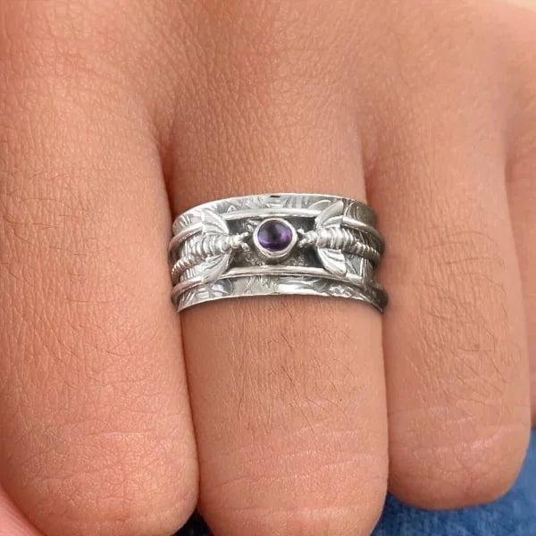 Sterling Silver Amethyst Spinner Ring