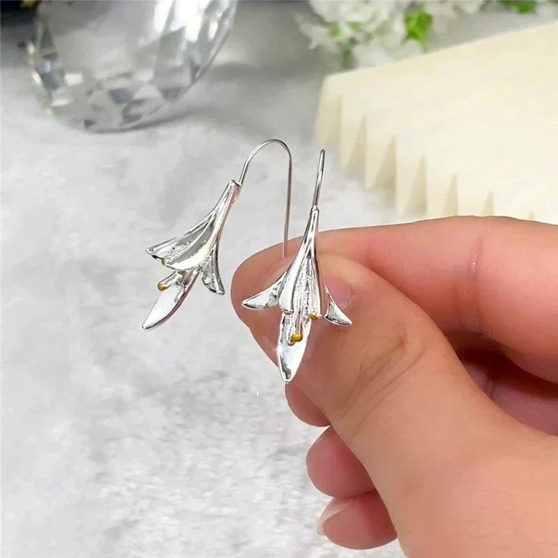 Sterling Silver Floral Drop Earrings