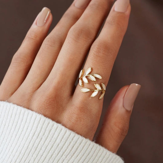 Adjustable Gold-Plated Leaf Wrap Ring