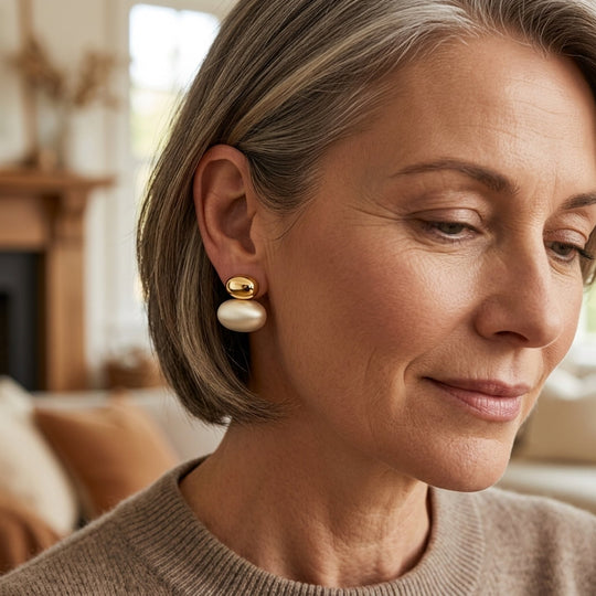 Polished Pearl Drop Statement Earrings