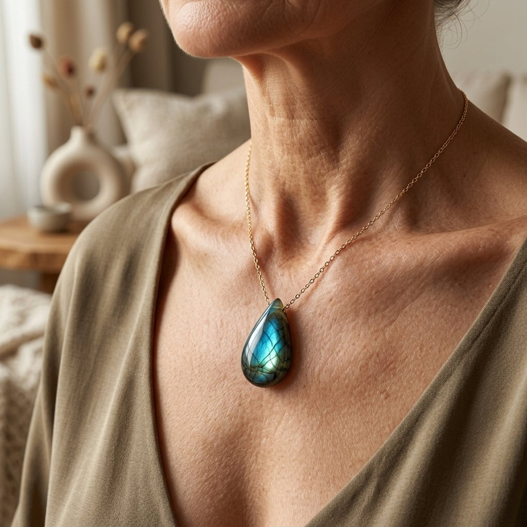 Teardrop Labradorite Chain Necklace