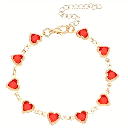 Gold-Plated Heart Charm Chain Bracelet