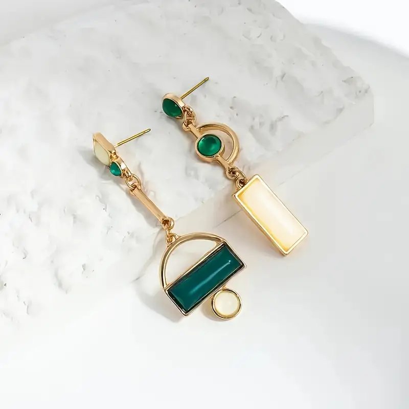 Gold-Plated Geometric Chain Drop Earrings