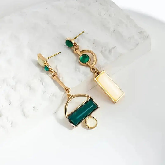 Gold-Plated Geometric Chain Drop Earrings
