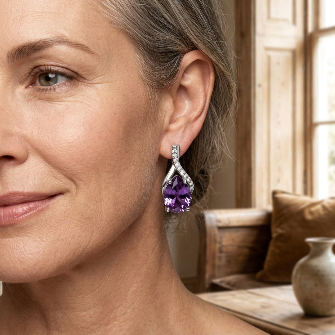 Sterling Silver Teardrop Hoop Earrings