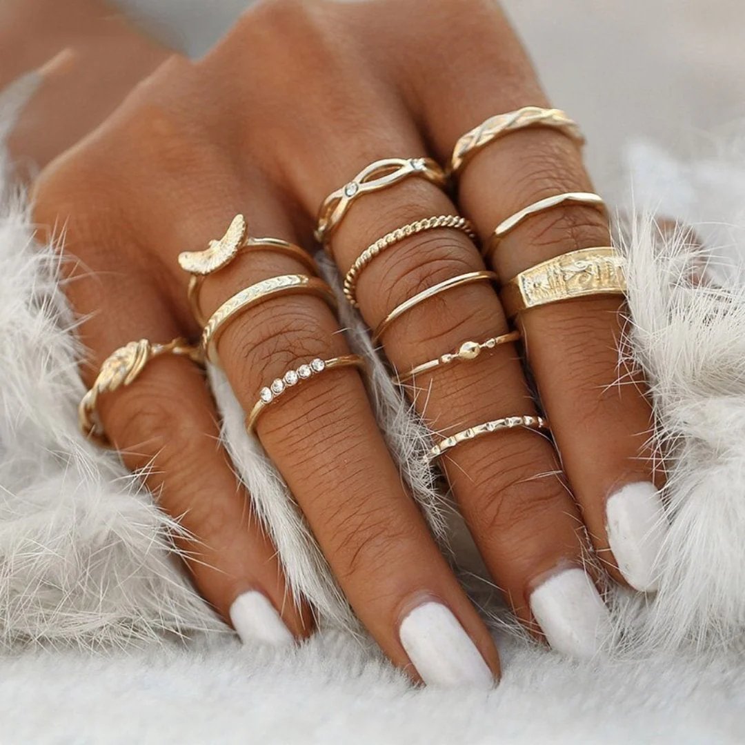 Gold-Plated Celestial Ring Set
