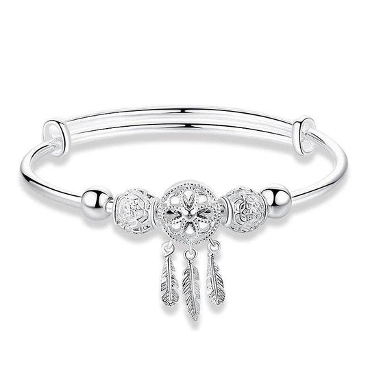 925 Sterling Silver Dreamcatcher Charm Adjustable Bracelet
