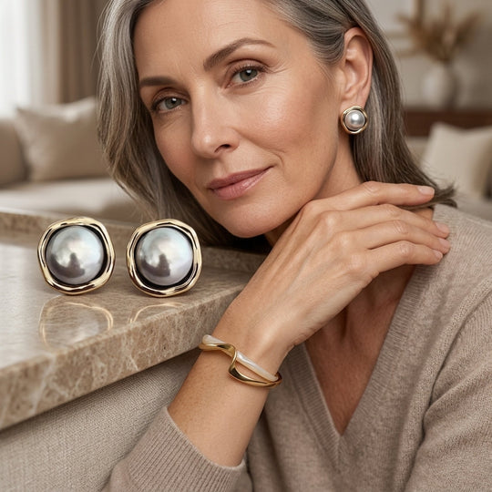 Gold-Plated Pearl Stud Earrings