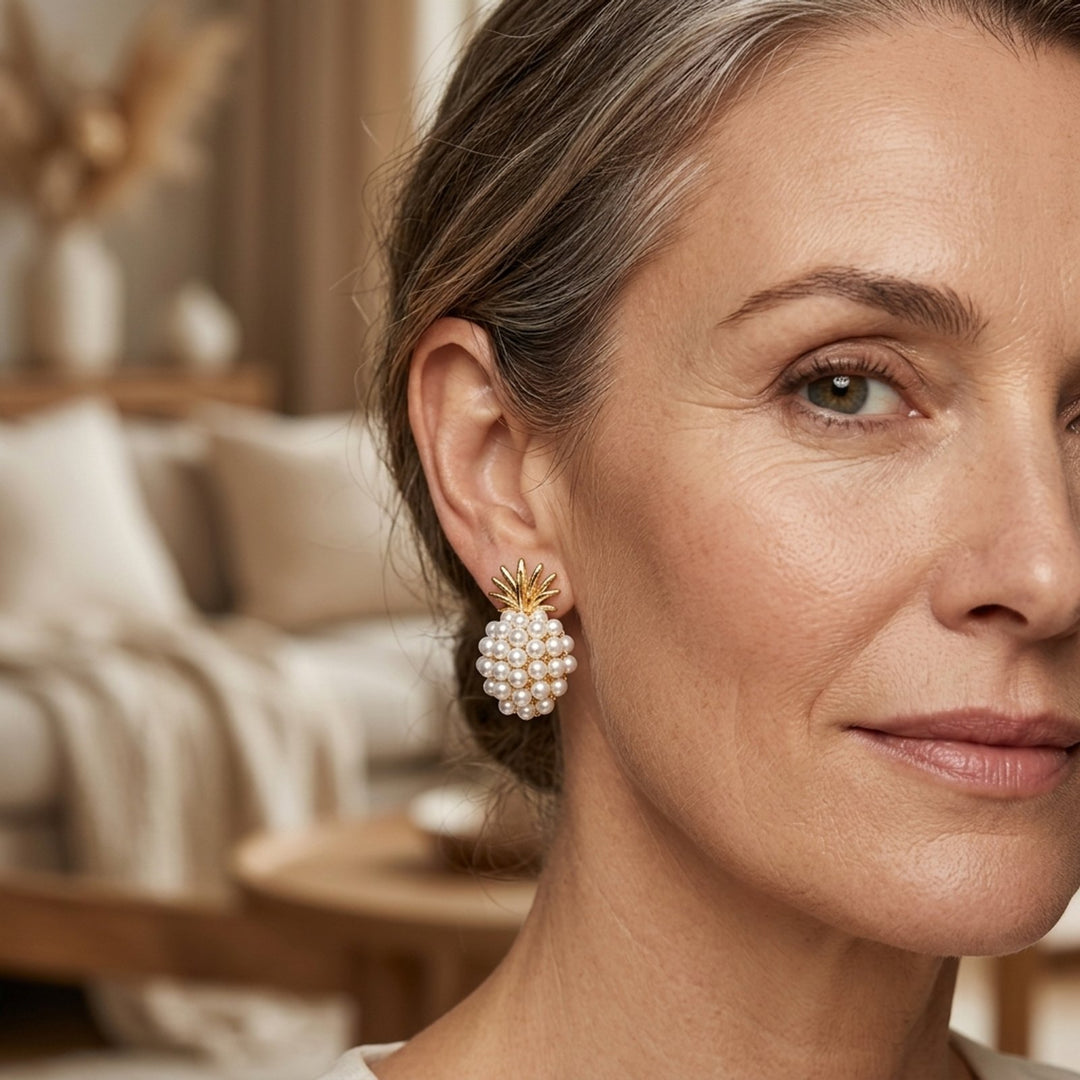 Clustered Pearl Pineapple Stud Earrings