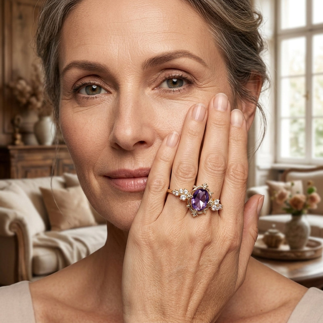 Faceted Amethyst Prong-Set Gold Ring