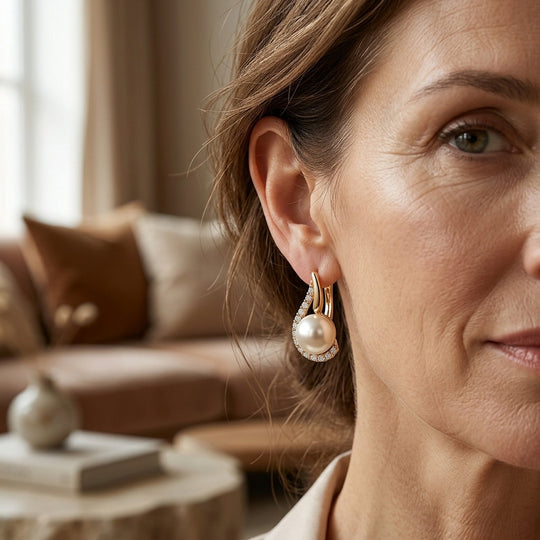 Diamond-Encrusted Pearl Drop Earrings