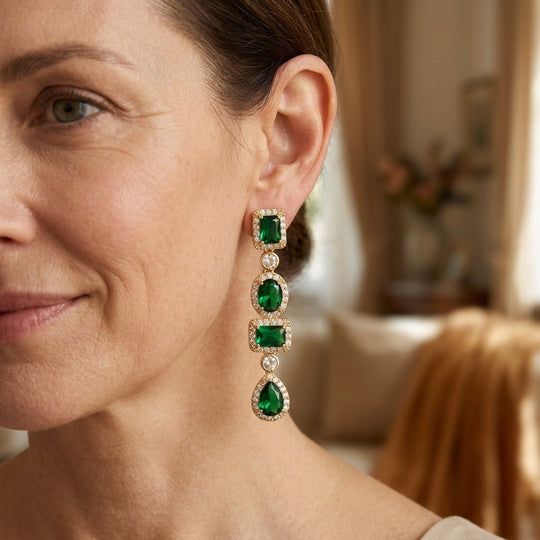 18K Gold-Plated Multi-Stone Drop Earrings