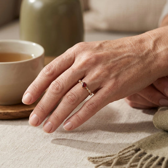 Prong-Set Heart Stone Gold-Plated Ring