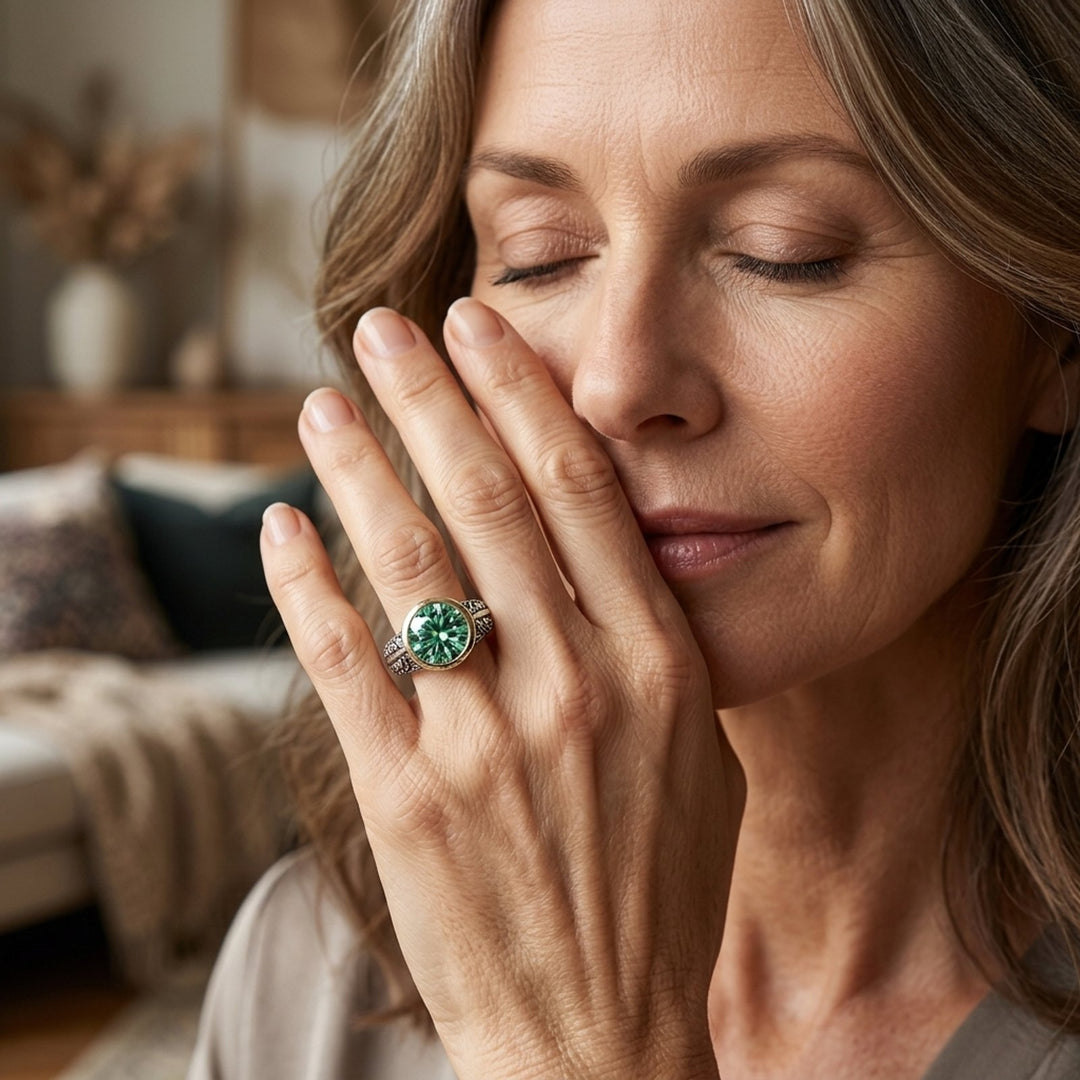 Bezel-Set Sterling Silver Filigree Ring