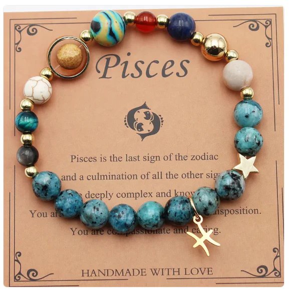 Natural Stone Zodiac Symbol Bracelet