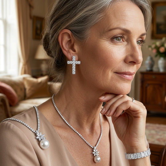 Sterling Silver Pearl &amp; Sapphire Set