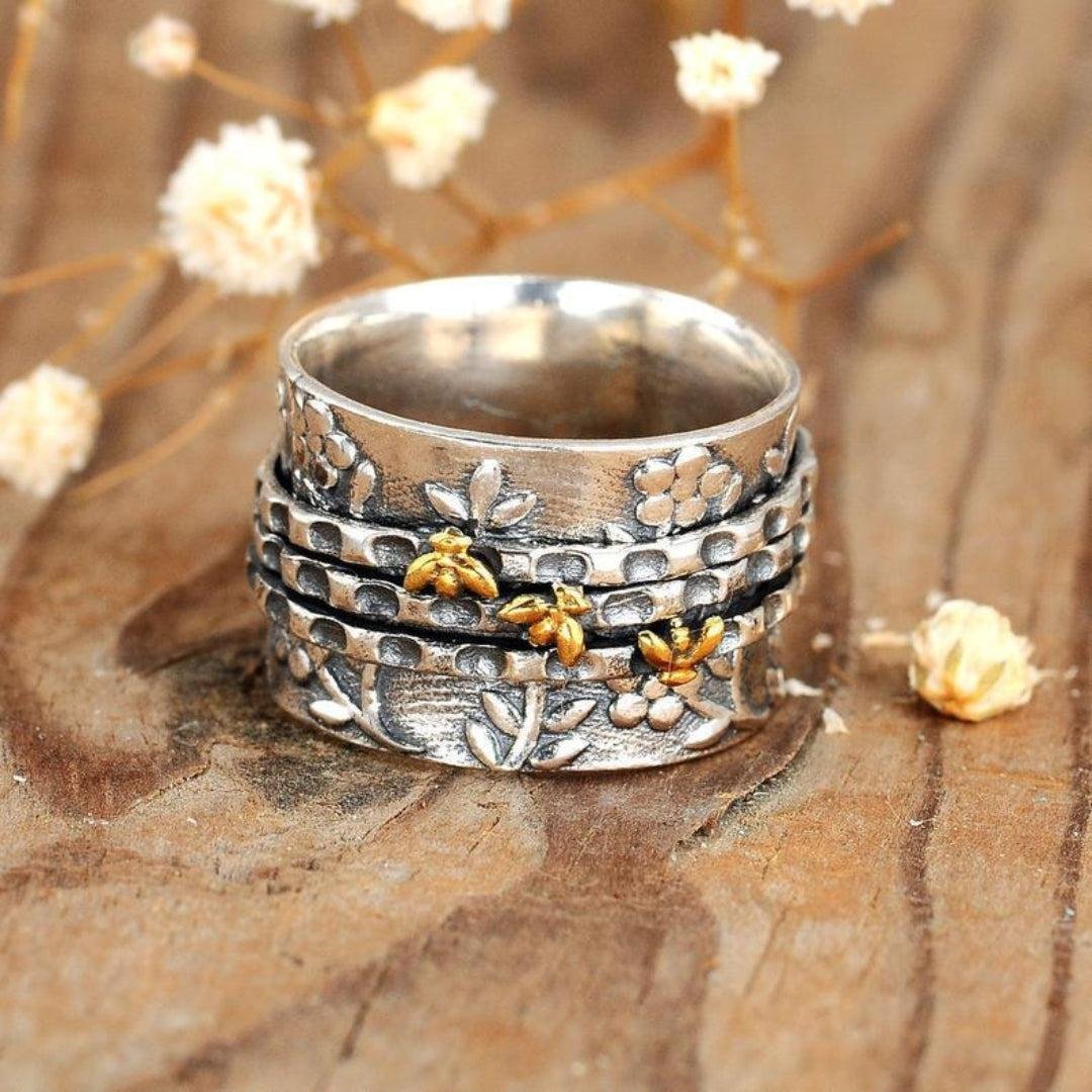 Floral Embossed Sterling Silver Ring
