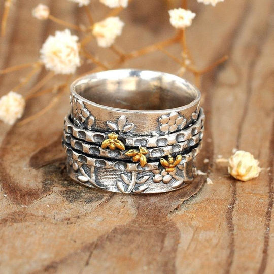 Floral Embossed Sterling Silver Ring