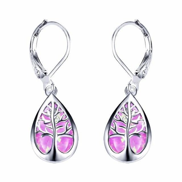 Sterling Silver Tree of Life Leverback Earrings