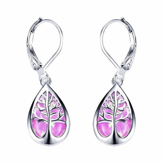 Sterling Silver Tree of Life Leverback Earrings