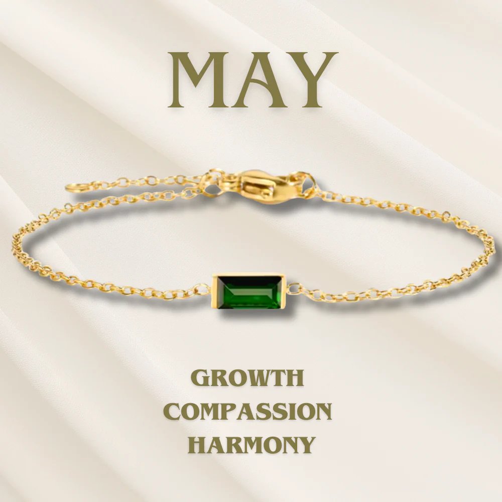 Gold Chain Rectangular Gemstone Bracelet