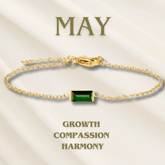 Gold Chain Rectangular Gemstone Bracelet