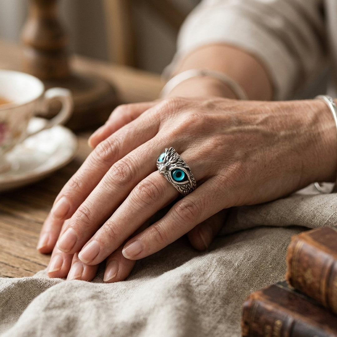 Sterling Silver Owl Eyes Statement Ring