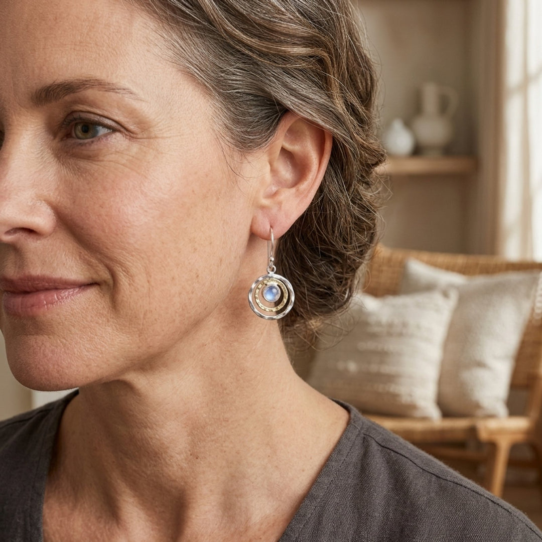 Sterling Silver Moonstone Drop Earrings