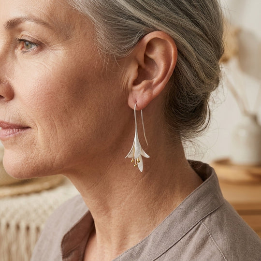 Sterling Silver Floral Drop Earrings