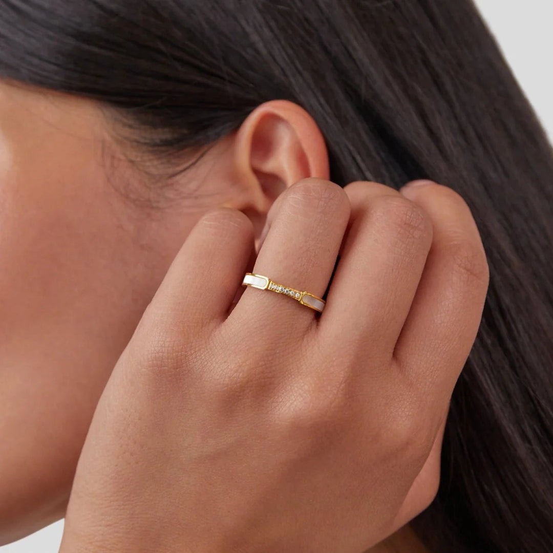 Gold Plated Inlay Band Ring