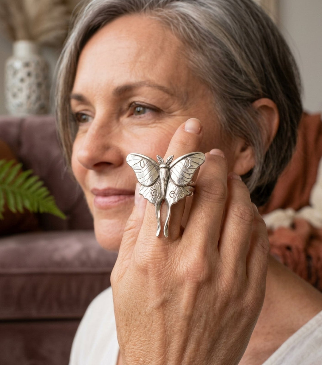 Detailed Sterling Silver Butterfly Ring