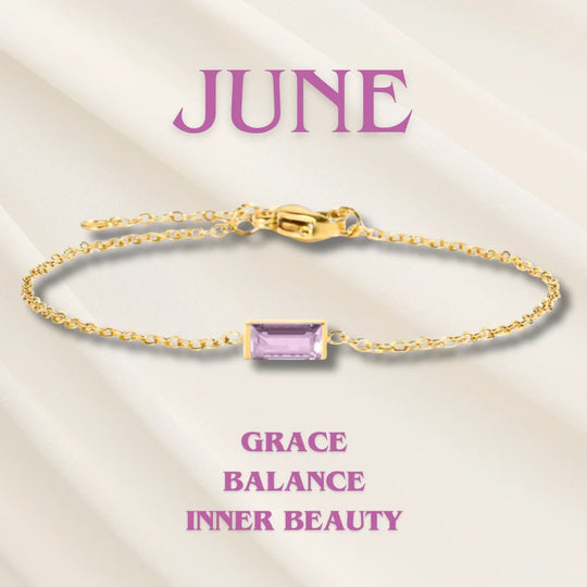 Gold Chain Rectangular Gemstone Bracelet