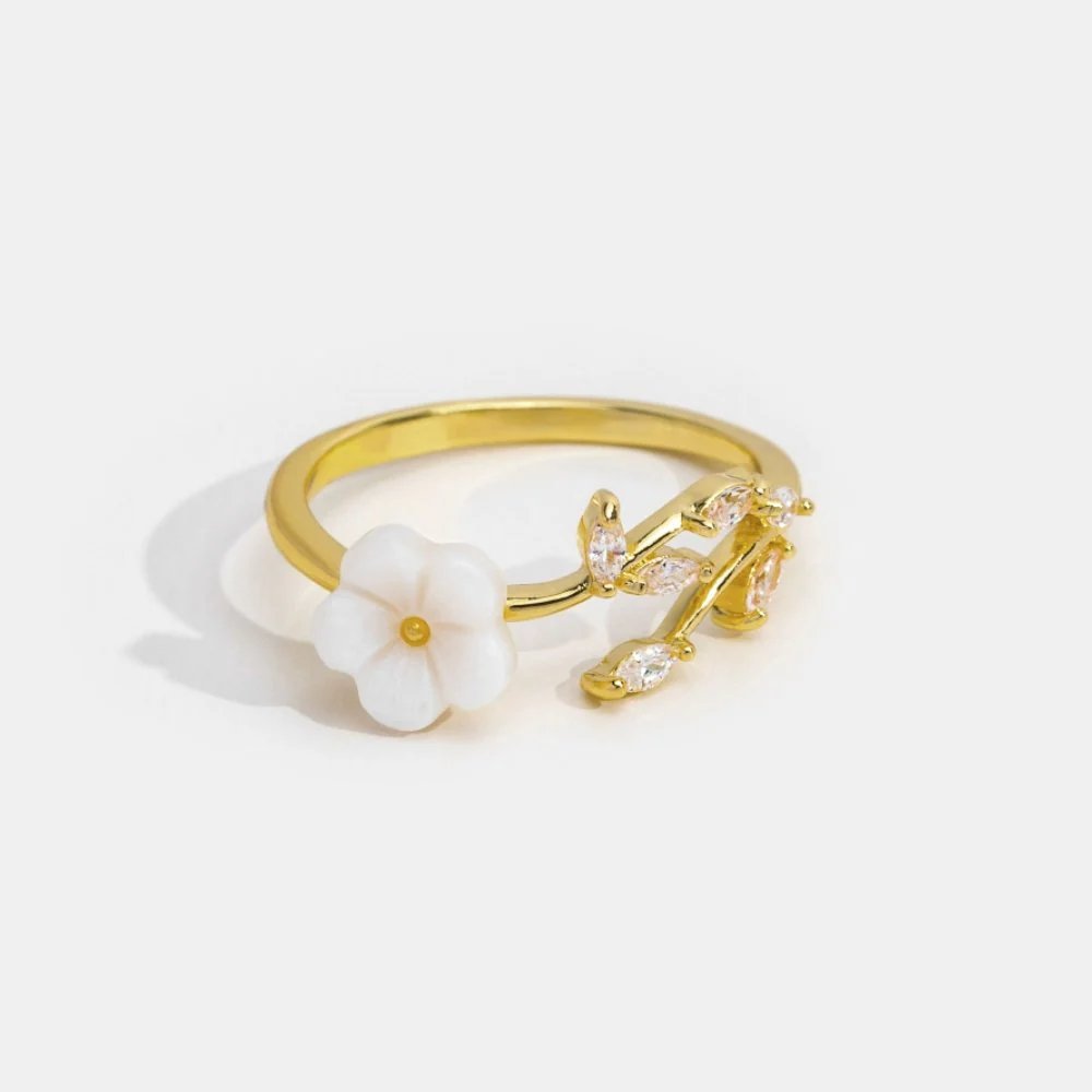Gold-Plated Open Band Floral Ring
