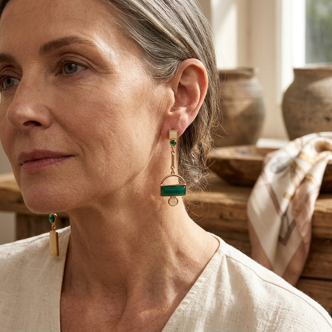 Gold-Plated Geometric Chain Drop Earrings