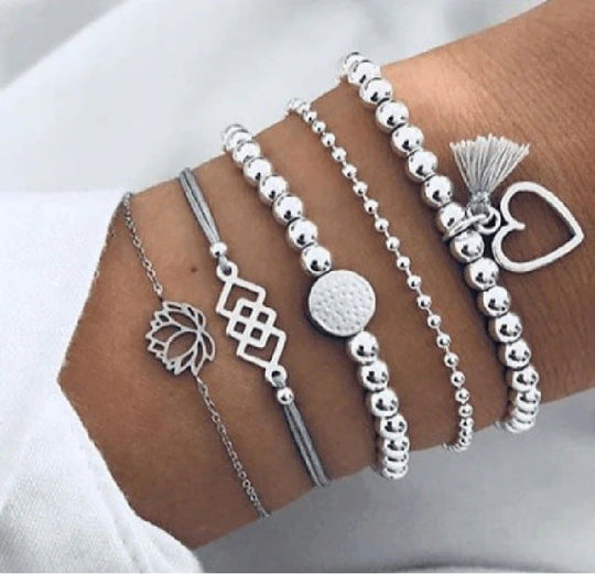 Multi-Chain Stone Beaded Bracelet Set