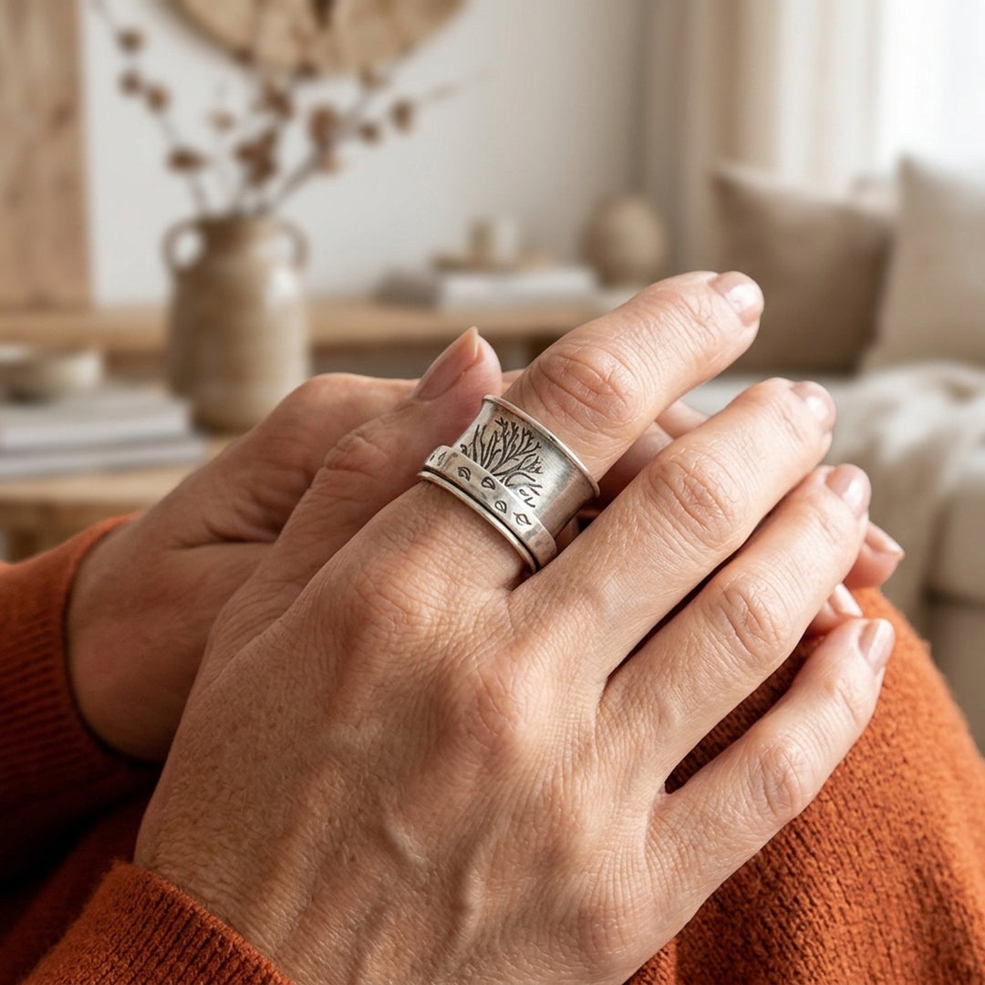 Sterling Silver Tree of Life Spinner Ring