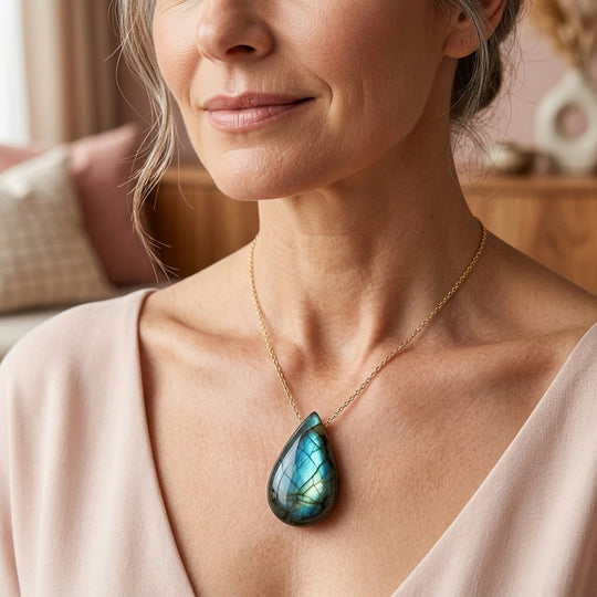 Teardrop Labradorite Chain Necklace