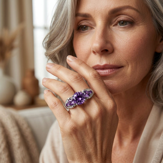 Prong-Set Amethyst Sterling Silver Ring