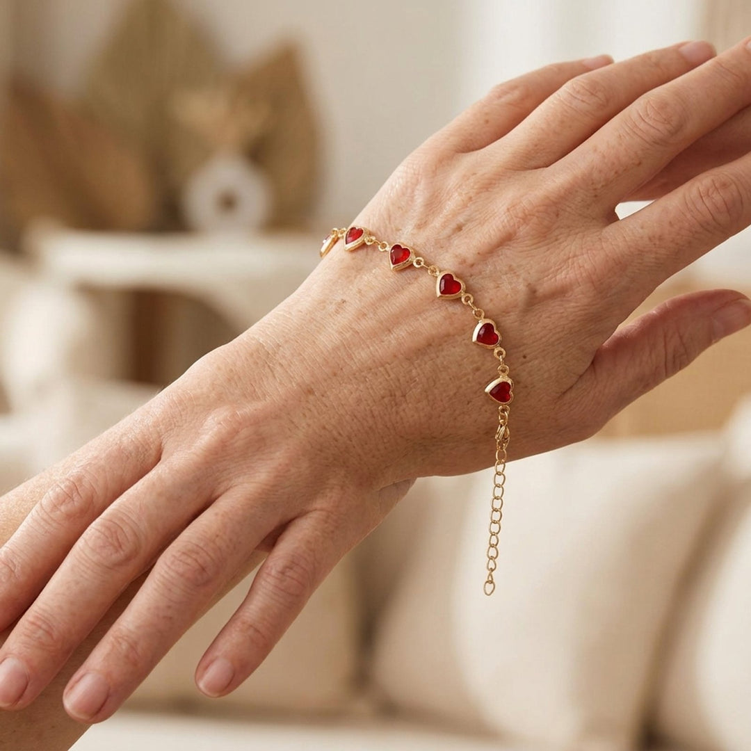 Gold-Plated Heart Charm Chain Bracelet