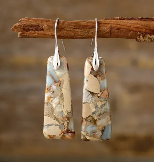 Geometric Stone Drop Earrings