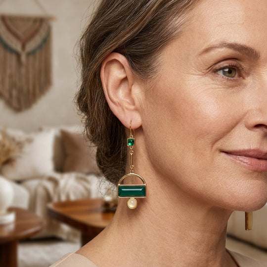 Gold-Plated Geometric Chain Drop Earrings