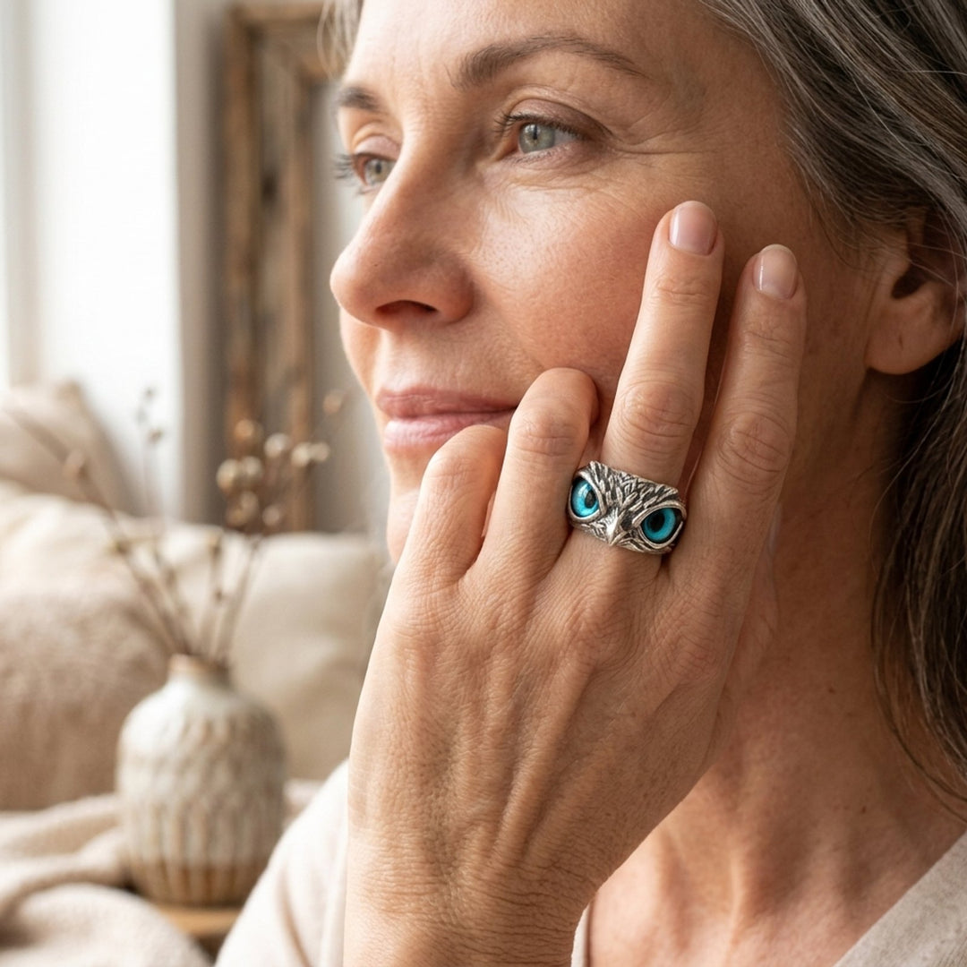 Sterling Silver Owl Statement Ring